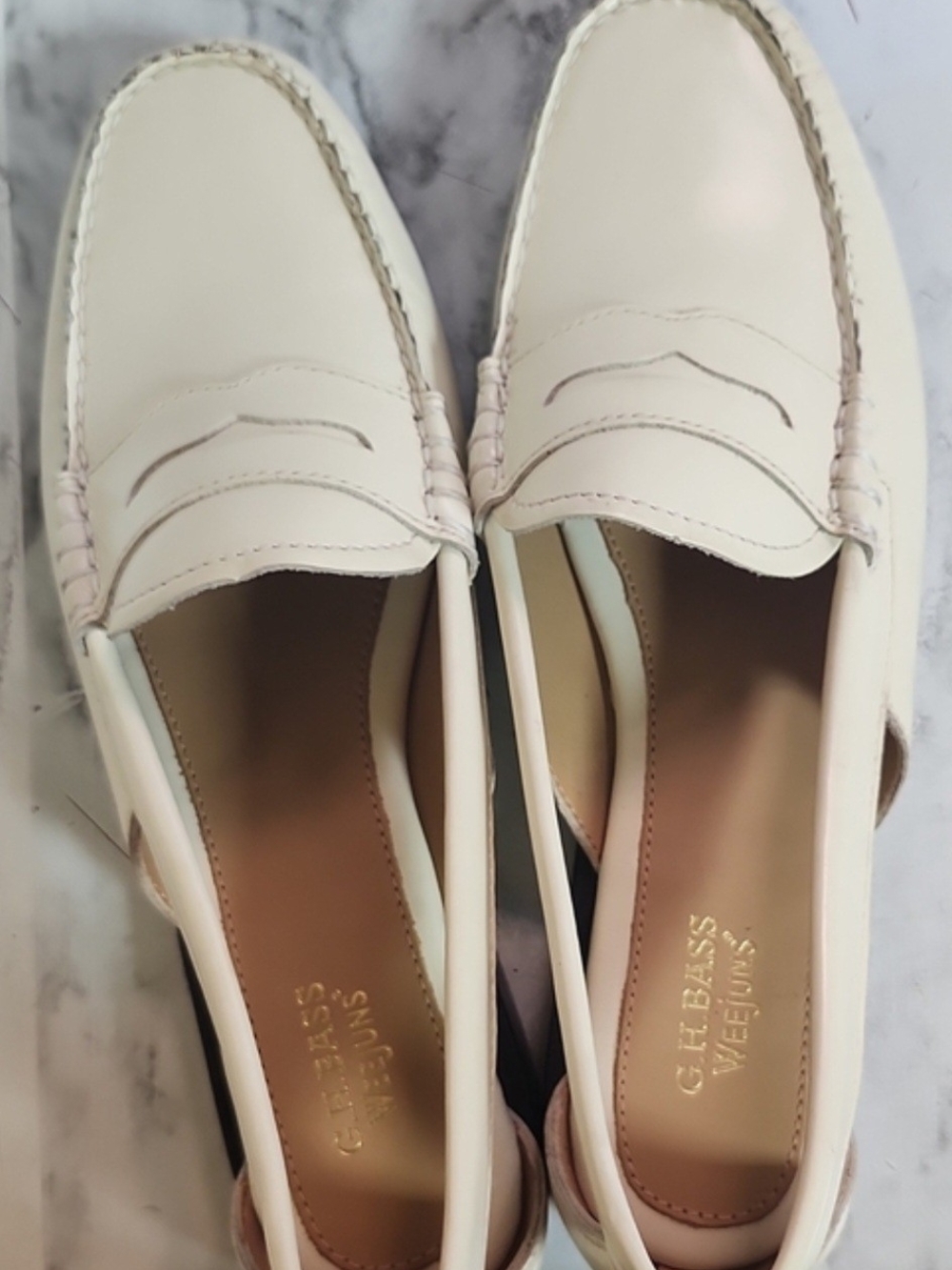 G.H. Bass & Co. Cream Leather Penny Loafers